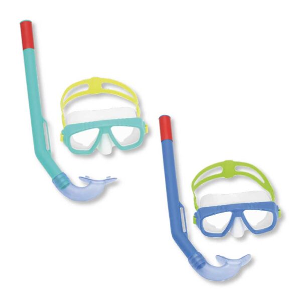 Set Snorkeling Bambini 3-6 Anni, Maschera UV, Boccaglio Silicone, 2 Colori