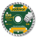 Disco Diamantato 230MM Turbo Jadever per tagli a secco e a umido, ideale per edilizia e bricolage. Foro centrale da 22,2 mm, design turbo.