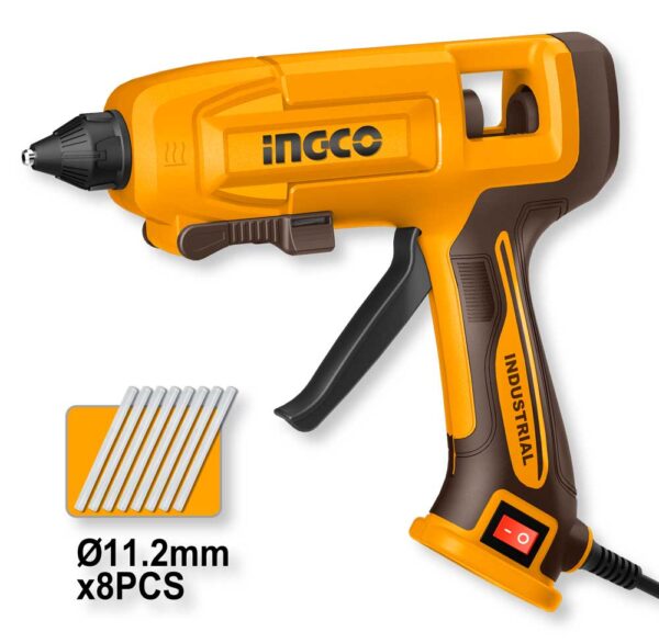 Pistola Termoincollante Ingco 250W con 8 Stick di Colla Ø11.2 mm