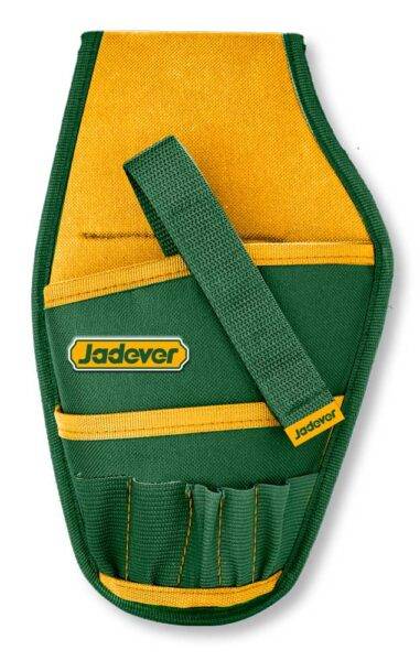 Fodero portautensili Jadever in poliestere 600D verde e giallo, compatto e robusto, con tasche e cinturino per trasporto sicuro, SKU: J/JDTG2105