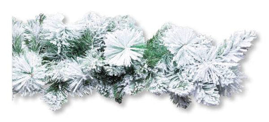 Ghirlanda natalizia innevata con pigne e aghi di pino bianchi, decorativa e festosa, ideale per decorazioni di Natale, lunghezza 270 cm - SKU: NAT01719