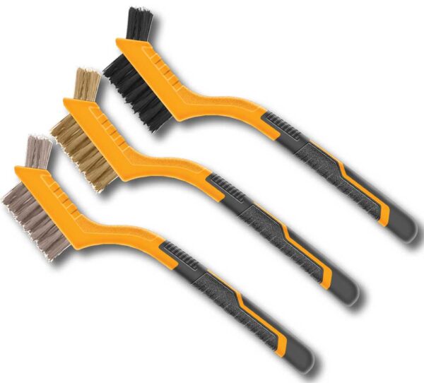 Set 3 spazzole abrasive Ingco – Manico 18 cm, nylon, ottone, filo