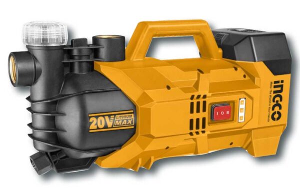 Motopompa a batteria 20V 180W, portatile, 47L/min, autonomia 30 min