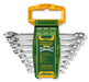 Set 8 Chiavi Combinate 6-19MM Jadever con supporto verde e giallo, ideale per lavori di precisione in ambito meccanico e fai da te.