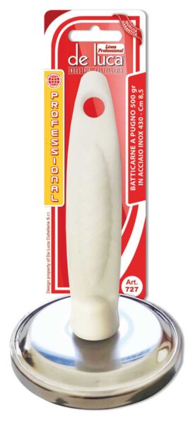 Batticarne manico plastica 500 gr. in acciaio inox De Luca, utensile professionale per cucina e giardinaggio fascia C, marchio Eurogross