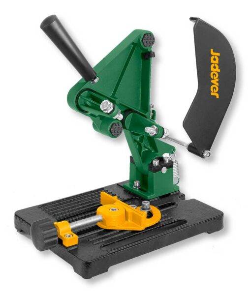 Supporto Smerigliatrice Angolare 100-125MM con base in ghisa, braccio regolabile e protezione lama per tagli precisi e sicuri in utensileria.