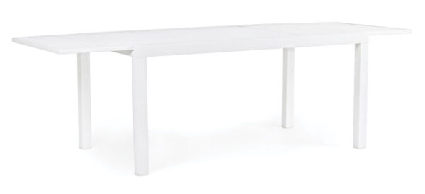 Tavolo allungabile in alluminio Hilde 200-300x100 cm bianco, resistente e moderno, ideale per ambienti interni ed esterni.