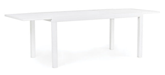 Tavolo allungabile in alluminio Hilde 200-300x100 cm bianco, resistente e moderno, ideale per ambienti interni ed esterni.