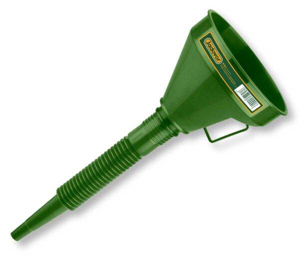 Imbuto flessibile 2 in 1 con manico, diametro 145 mm, in plastica verde, ideale per versare liquidi in cucina e giardinaggio - SKU: J/JDUF1302
