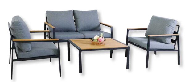 Salotto Alluminio Set Lounge 4 Pezzi - Struttura Resistente e Cuscini Sfoderabili