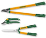 Set 3 cesoie da giardino Jadver con forbice 20cm, cesoia 55cm e tronchese 69cm, ideali per potatura precisa e manutenzione del verde.