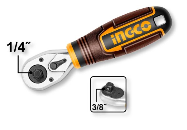 Cricchetto reversibile 1/4" e 3/8" – 72T, CR-V e Cr-Mo, compatto e resistente