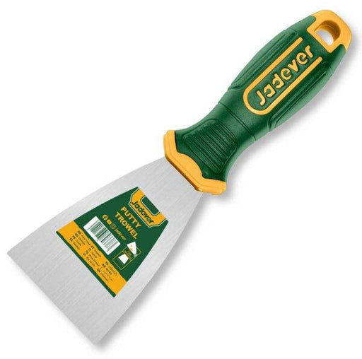 Spatola con manico 63MM per uso professionale, lama in acciaio inox e impugnatura ergonomica verde e gialla, ideale per utensileria Eurogross.