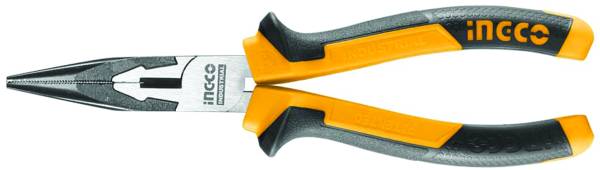 Pinza becco lungo piatto Ingco 160mm – Cr-V, finitura nera, impugnatura ergonomica