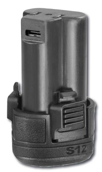 Batteria 12V 1.5Ah S12 – Li-Ion, Ricarica USB-C, Compatibile Trapani