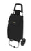 Carrello spesa nero con manico in plastica e ruote grandi, ideale per trasporto di acquisti, con logo Colombo in evidenza