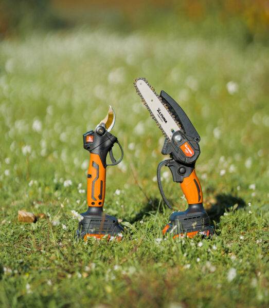 Kit Forbice e Minisega Altuna con 2 Batterie 21V 2Ah + Asta Telescopica 108/163 cm