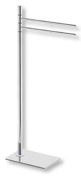 Piantana portasalviette in acciaio cromato con due bracci regolabili, base stabile e design moderno, ideale per bagno elegante - SKU: AB/CAMILLA-10