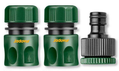 Set di raccordi rapidi per tubi da giardino in plastica verde con connessioni a scatto, ideali per irrigazione e giardinaggio, SKU: J/JDQC2E33