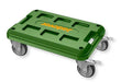 Carrello trasporto cassette impilabili in ABS verde con ruote in PP e PVC, struttura robusta, ideale per officina, SKU: J/JDWB6610