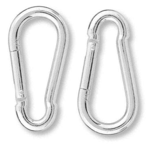 Set 2 Moschettoni Pompiere 80mm duraturi in acciaio lucido, ideali per utensili professionali e uso intensivo in sicurezza.