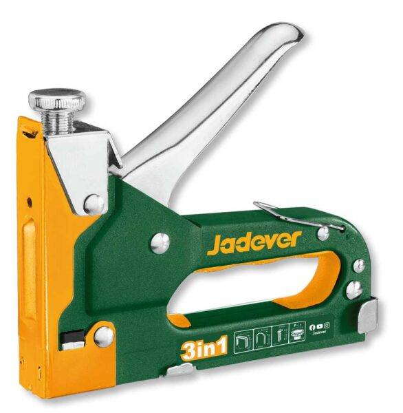 Graffatrice 3in1 4-14MM Versatile e Resistente Jadever con impugnatura ergonomica, ideale per punti, chiodi e graffe a U in lavori fai-da-te.