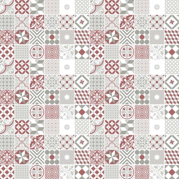 Piastrelle adesive effetto vintage con motivo mix di terracotta e grigio, decorativo e resistente, ideale per rinnovare superfici in casa