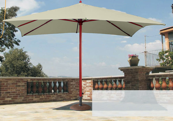 Ombrellone Palo Centrale in Legno 3x2 mt, Copertura Idrorepellente, Ecrù
