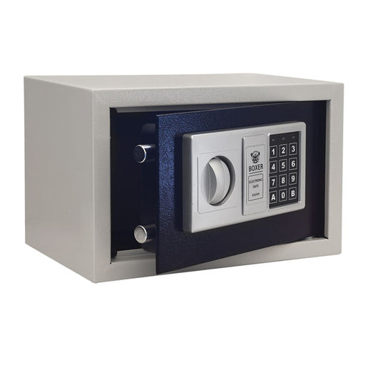 Cassaforte da hotel Stark 31x20x20 cm con serratura elettronica a codice 3–8 cifre, chiave di emergenza e kit fissaggio incluso.