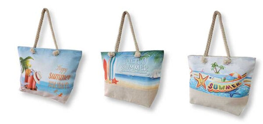 Borsa da spiaggia Summer con zip – 53x37 cm, poliestere-lino, con fodera e borsello