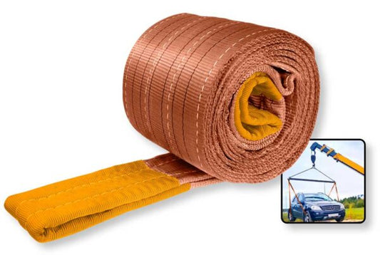 Fascia di sollevamento in tessuto resistente arancione, lunga e larga 180mm, ideale per sollevamenti industriali sicuri, SKU: I/HWSP0606