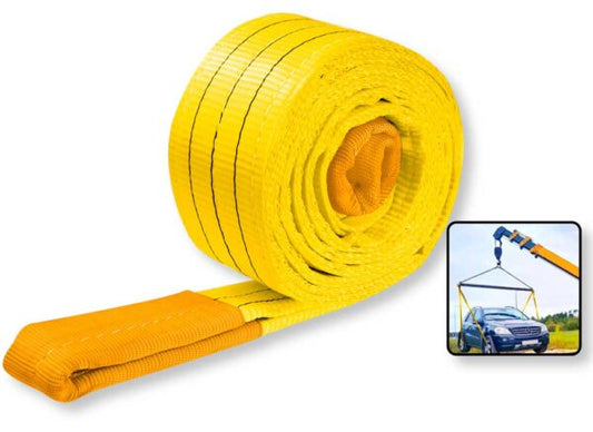 Fascia di sollevamento gialla professionale 3 tonnellate, lunga 6 metri, in materiale resistente e flessibile, ideale per sollevamenti industriali