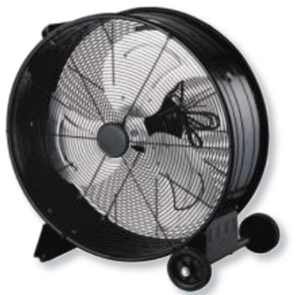 Ventilatore industriale 60 cm metallo con pale resistenti e ruote mobili, ideale per ambienti ampi e uso professionale. Struttura robusta eurogross.