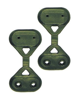 Ganci per rete ombra 5,5x5 cm in ABS verde con chiusura a scatto, confezione da 100 pezzi, resistenti ai raggi UV per fissaggio sicuro.