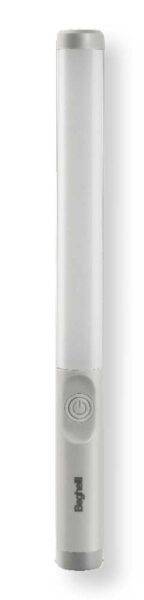 Lampada LED Beghelli cilindrica, bianca, con pulsante di accensione, ideale per illuminazione di emergenza e outdoor