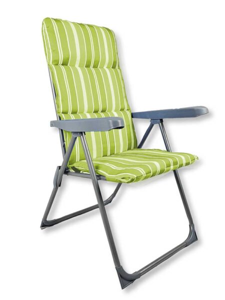 Sedia relax imbottita LYING – Struttura metallo, poliestere, 56x68x108 cm, verde