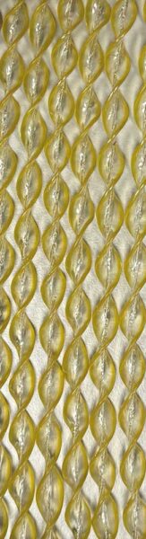 Tenda PVC gialla con motivo a spirale, resistente e decorativa, ideale per ambienti interni, misura 100x220 cm, SKU: SKY1022-GIA
