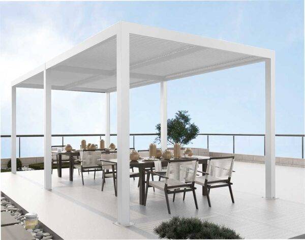 Pergola Bioclimatica con Alluminio Bianco, Dimensioni 3x4x2,5H