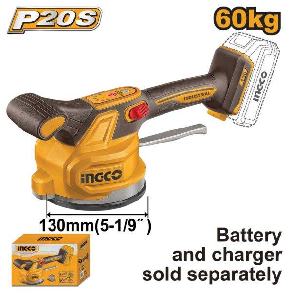 Ventosa Vibrante Ingco 20V 130mm 60kg Linea P20S