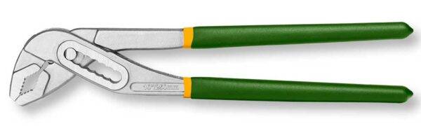 Pinza Regolabile 300MM con impugnatura verde e ganasce dentate, ideale per lavori di precisione e uso professionale. Strumento robusto e versatile per ogni esigenza.