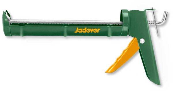 Pistola per Silicone 230MM verde e gialla con impugnatura ergonomica, ideale per applicazioni precise. Utensile disponibile su eurogross.