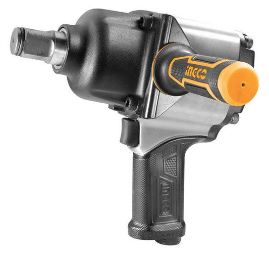 Avvitatore pneumatico 3/4 con attacco quadro da 19 mm, corpo in metallo e impugnatura ergonomica in plastica nera e gialla, ideale per uso professionale.