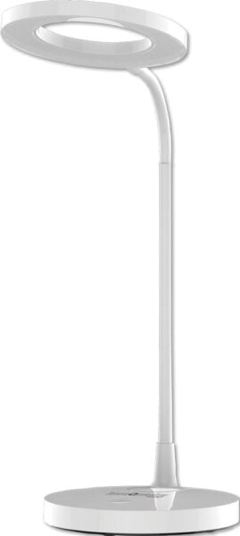 Lampada LED da tavolo IRIS ricaricabile bianca con luce regolabile 10/20W, design flessibile e orientabile per scrivania o comodino.