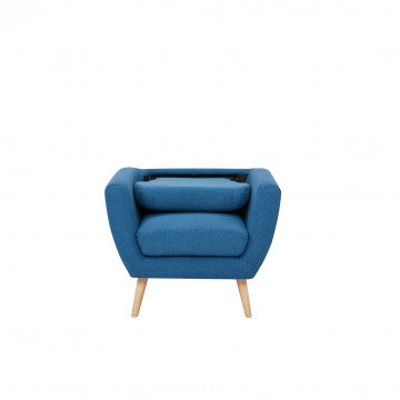 Poltrona in tessuto blu con bottoni, gambe in polipropilene 84x79x86 cm