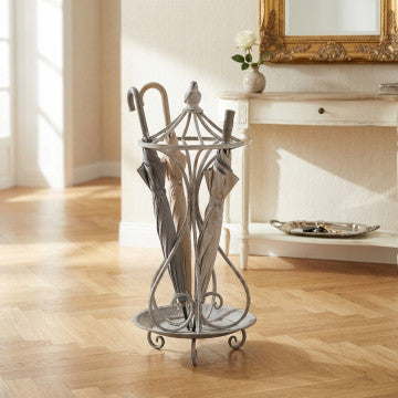 Portaombrelli in acciaio verniciato a polvere bianco ossidato 29x68 cm