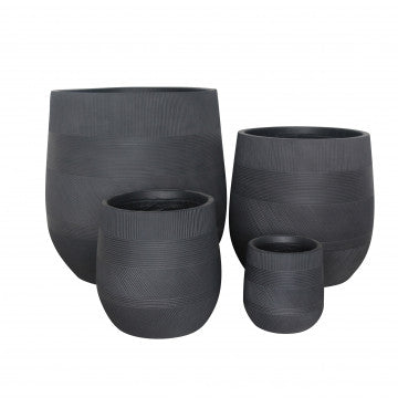 Set 4 vasi cubici fibra sintetica grigio scuro dimensioni graduate