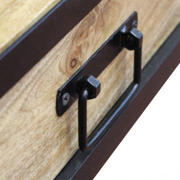Tavolino in legno di mango con 2 cassetti 120x60x45 cm
