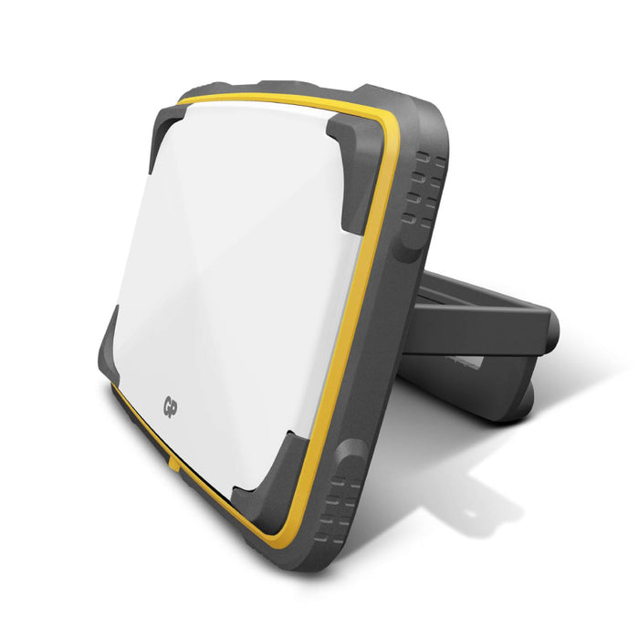 Lampada da Lavoro Discovery Ricaricabile 1200lm 6500K con struttura robusta e supporto pieghevole, ideale per ambienti di lavoro intensivi.