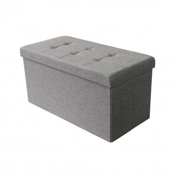 Pouf contenitore rettangolare in tessuto grigio 76x38x38 cm