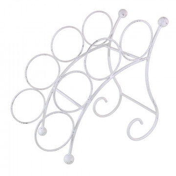 Portabottiglie in acciaio verniciato bianco antico 36,5x19x33 cm